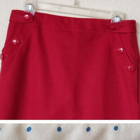 J Crew Cashmere Wool Skirt Women's Size 4 Vintage Office Business Casual Red - Picture 5 of 6